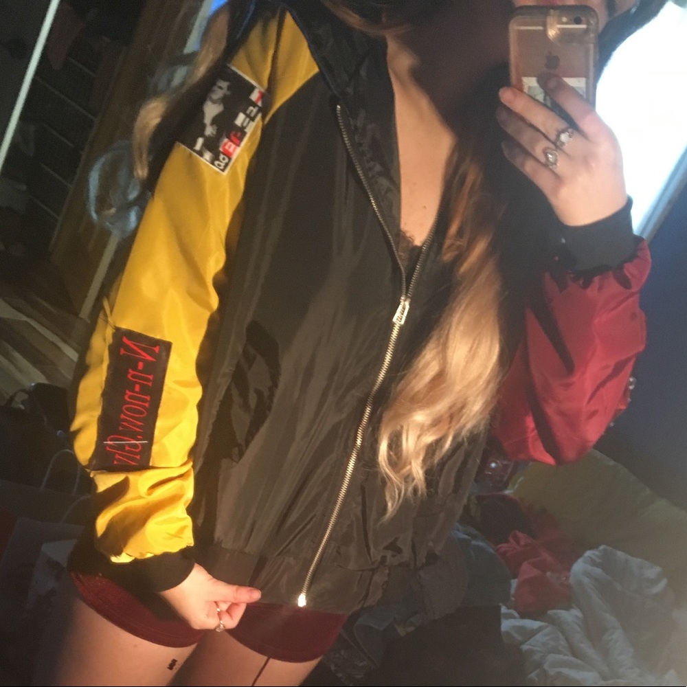 Grunge bomber jacket with hood